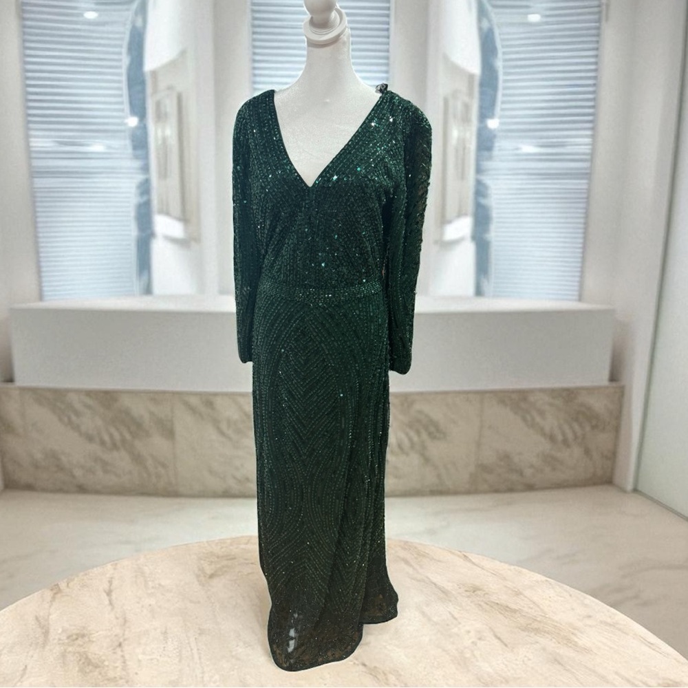 Primavera Elegant Green Sequin Gown